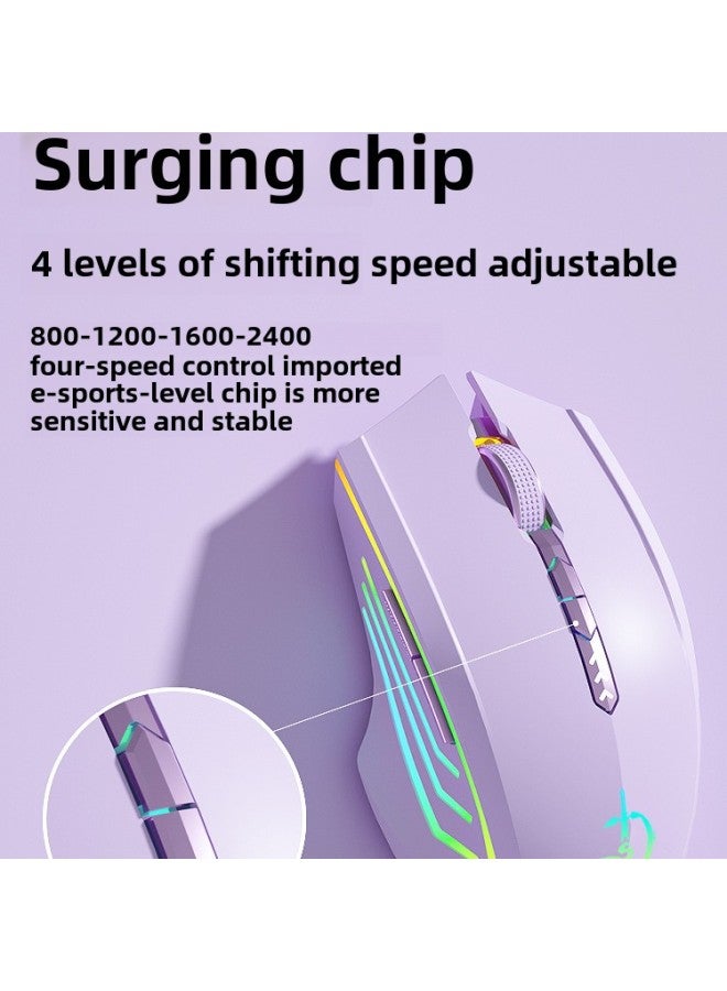 Bluetooth Wireless Mouse Silent Silent Rechargeable Gaming E-Competition Male And Female Desktop Laptop Universal-Specifications:Ultimate 7-key-dual Mode-2400dpi-rgb Light + One-click Return To Desktop-snow White-official Standard - Image 5